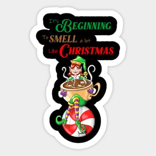 Christmas Coffee saying  or hot cocoa happy elf Sticker